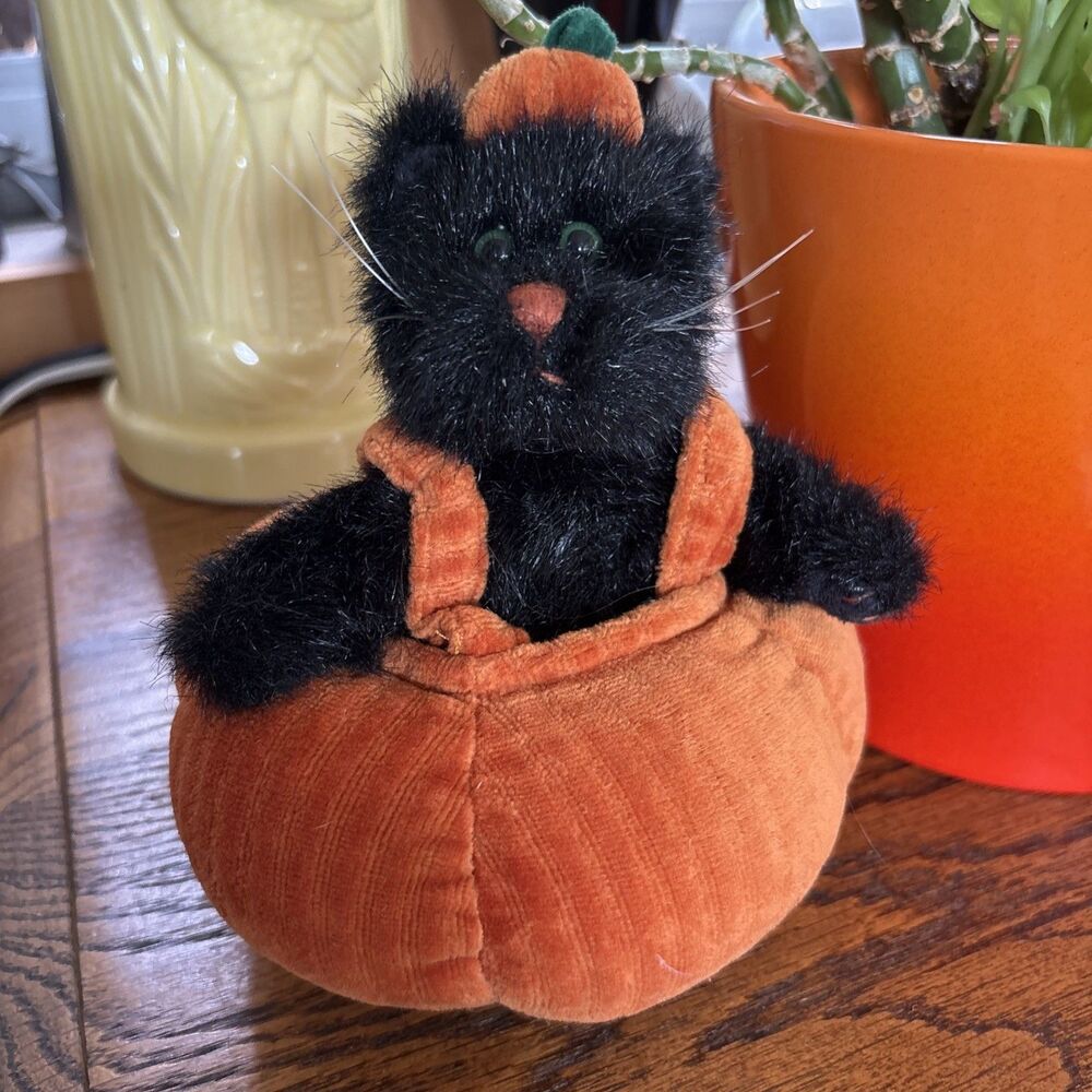 Vintage HALLOWEEN Boyds Bears Black Cat INKLEY BOOCAT Halloween Plush Decor